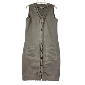 The Territory Ahead 100% Cotton Gray Sleeveless Button Down Dress, Size Large
